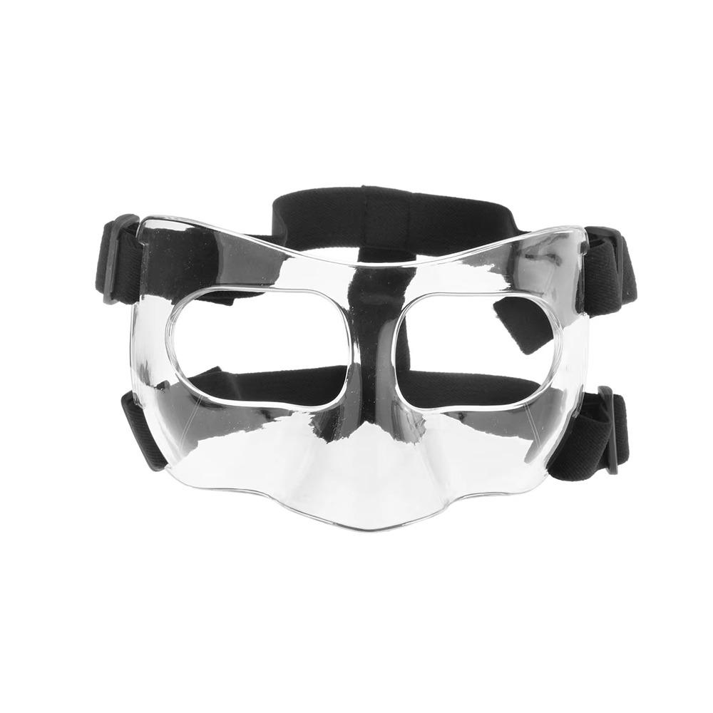 Elastic Strap Basketball Face Mask Black/Clear Face Guard Nose Protective Shield Football Sports Clear