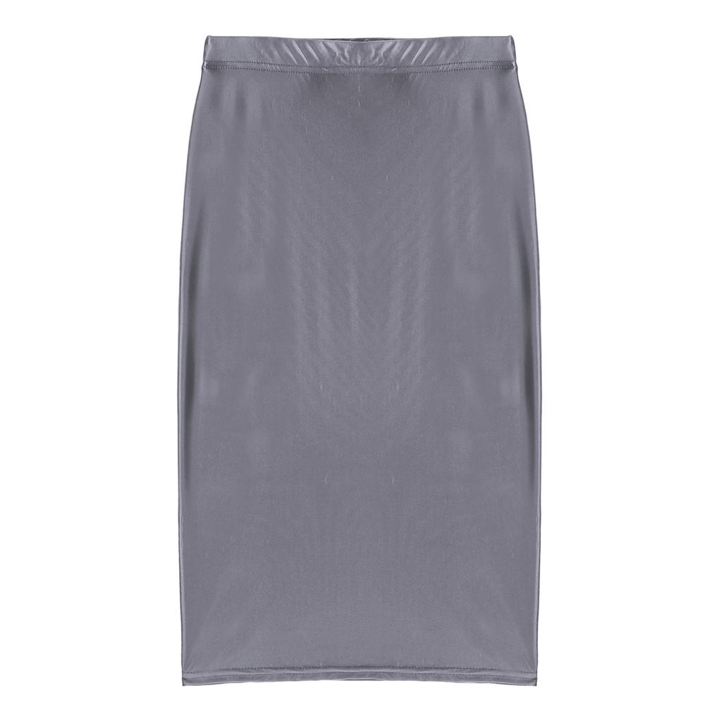 Dámská lesklá tužková sukně s vysokým pasem Strečové ležérní jednobarevné bodycon sukně