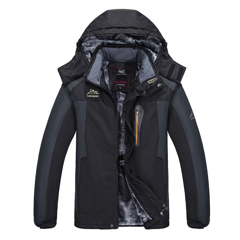 Outdoor Use Jacket Plus Size Mens Wild Fishing Suit Winter Wind Shield and Cold Resistant Velvet Thickened Mountaineering Jacket Men