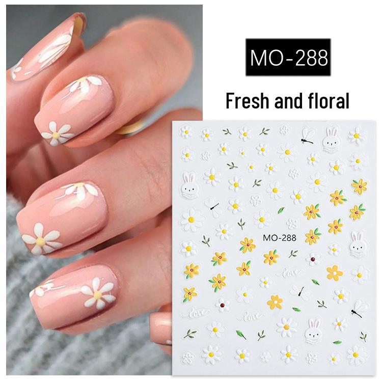 3D Cute Cartoon Flower Nail Art Stickers - Bow, Heart, Daisy, Tulip Design