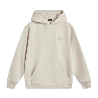 Li Ning Sports Fashion Series Hooded Pullover Fleece Loose Letter Logo Sweatshirt Unisex Sweatshirt Mica-Gray AWDUE95-9