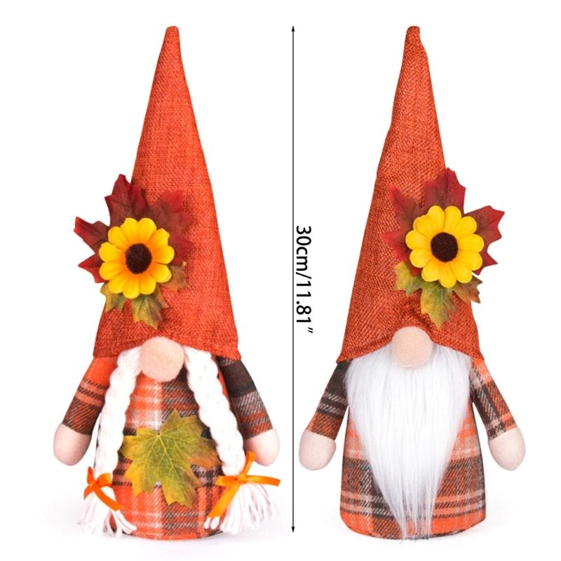 Thanksgiving Gnomes Decoration Plush Sunflower Handmade Tomtes Swedish Gnomes Tomtes Ornaments for Kitchen Tiered Tray