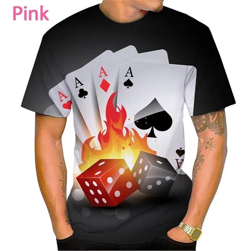 3D Print Playing Cards Pattern T-Shirts Personality Casual Round Neck Short Sleeves Hip Hop Men's T-shirts