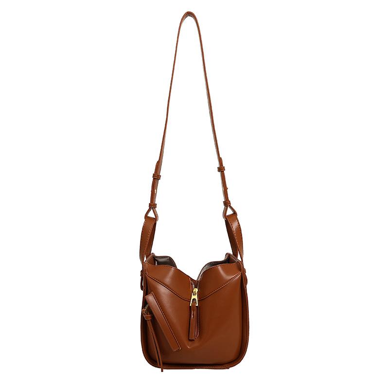 

Handbag bag women s new bucket bag large capacity messenger bag premium texture shoulder bag коричневый