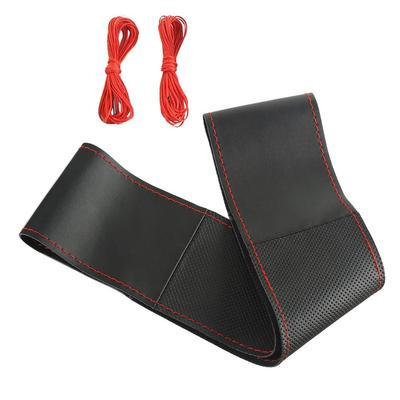 ZATOOTO YWLY0092-R Steering Wheel Cover, Braided Type, Genuine Leather, S Size, Breathable, Hand Sewing,