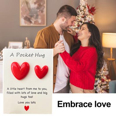 Pocket Hug Heart with Greeting Cards Long Distance Relationship Gift for Mom Wife Little Heart Pocket Hug Token for Valentine's Day Christmas Birthday