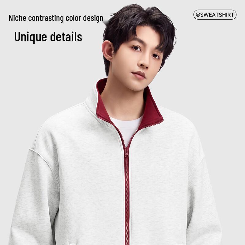 JEEP Men's Stand-Up Collar Color-Block Cardigan Sweatshirt Jacket