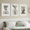 Boho Abstract Green Leaves Geometric Line Posters Wall Art Canvas Painting Prints Pictures Living Room Interior Home Decor