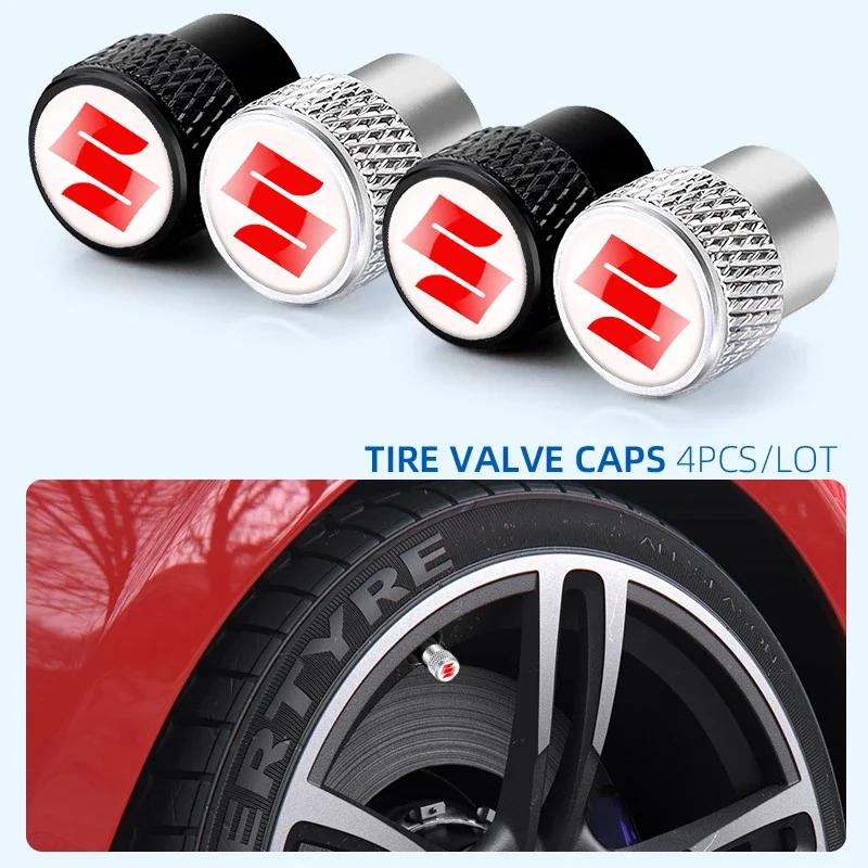 Car Styling 4Pcs Metal Wheel Tire Valve Caps Stem Case For Suzuki Grand Vitara Sx4 Swift Alto Jimny