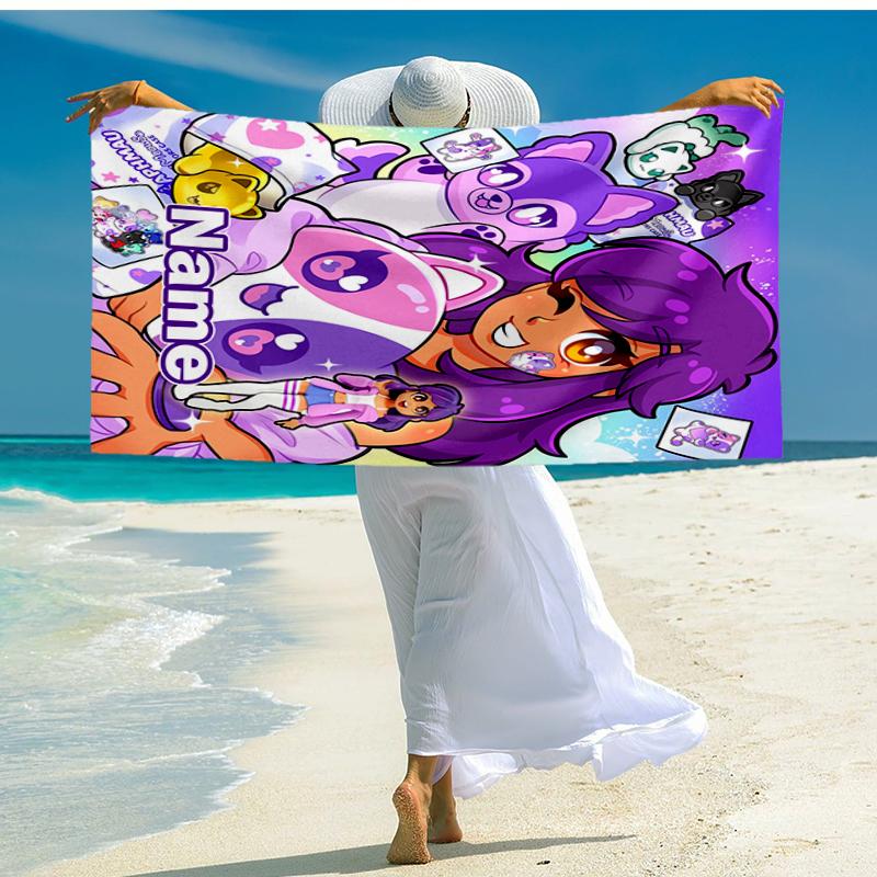 Custom Name Ultra-Soft Beach Towel with Aphmau Theme,Ideal for Pool - Camping, Diving - Perfect Travel Essential, Vibrant Beach Towel.