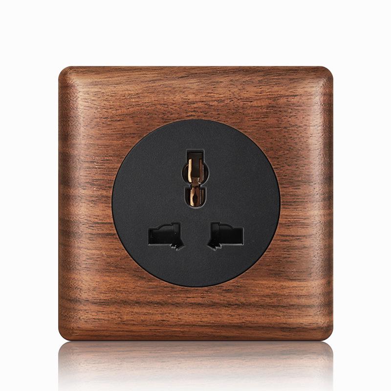 Nordic Toggle Industrial Style Solid Wood 86 Type Single/Double Gang Switch Socket