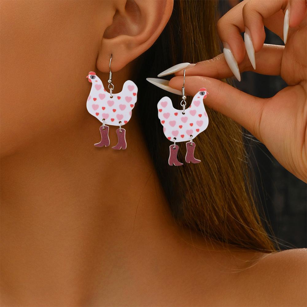 

Мультяшные цветные серьги и серьги в форме курицы One Size розовый