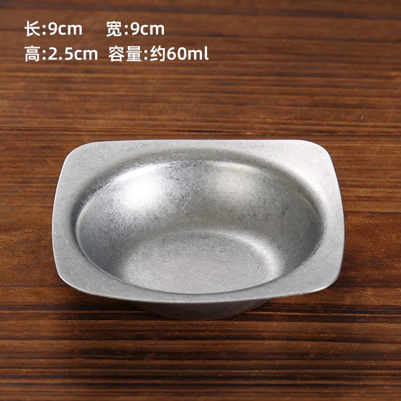 Vintage Stainless Steel Plates Dinnerware Korean Style Barbecue Household Hotel Restaurant Small Plate Sauce Dish Tray Tableware