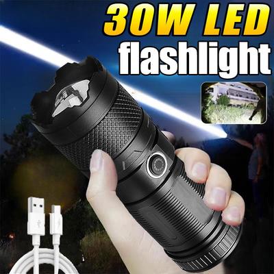 Most Powerful LED Flahslight Rechargeable Super Bright Torch Light Waterproof Flashlights With COB Lights Ultra-Long Range Lantern