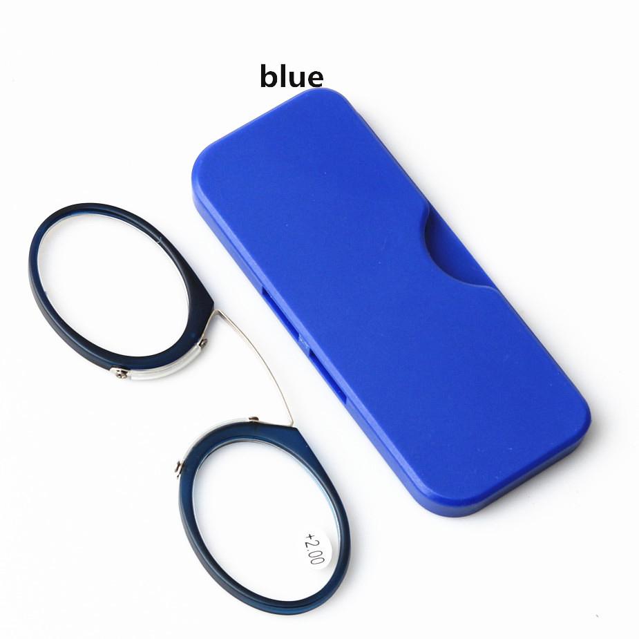 

Титановые мини очки для чтения с клипсой на нос, круглые оптические очки с футляром-кошельком, портативные очки по рецепту, диоптрии от 1 до 3,5 - Очки для чтения +1.0 синий