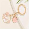 Cartoon Animal & Flower Wreath Keychain - Cherry Blossom & Rabbit Pendant Gift