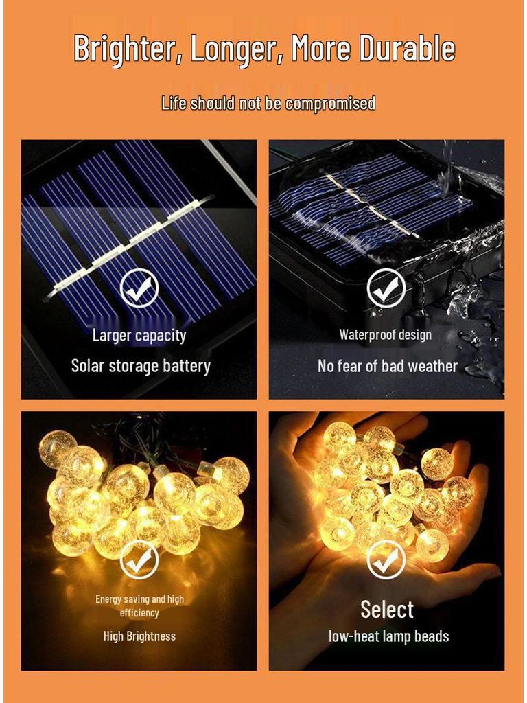 Solar LED Fairy String Lights: Waterproof Outdoor Patio & Garden Decor Lights for Tree Wrapping
