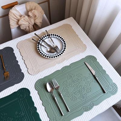 Nordic Style Retro Embossed Faux Leather Placemat – Heat-Resistant, Insulating, Waterproof, and Oil-Proof Table Mat.