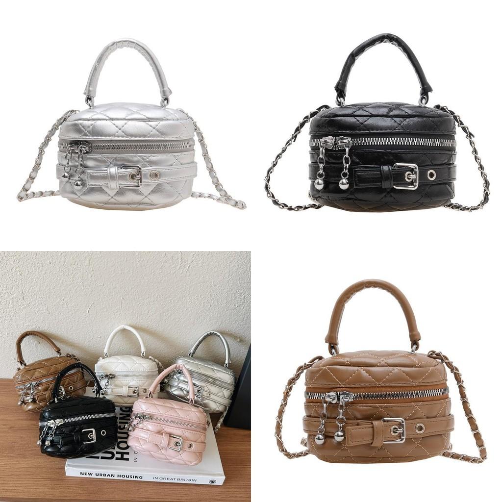 Childrens Bucket Bag With Chain Pattern Pu Material For Kindergarten Girls Daily Use