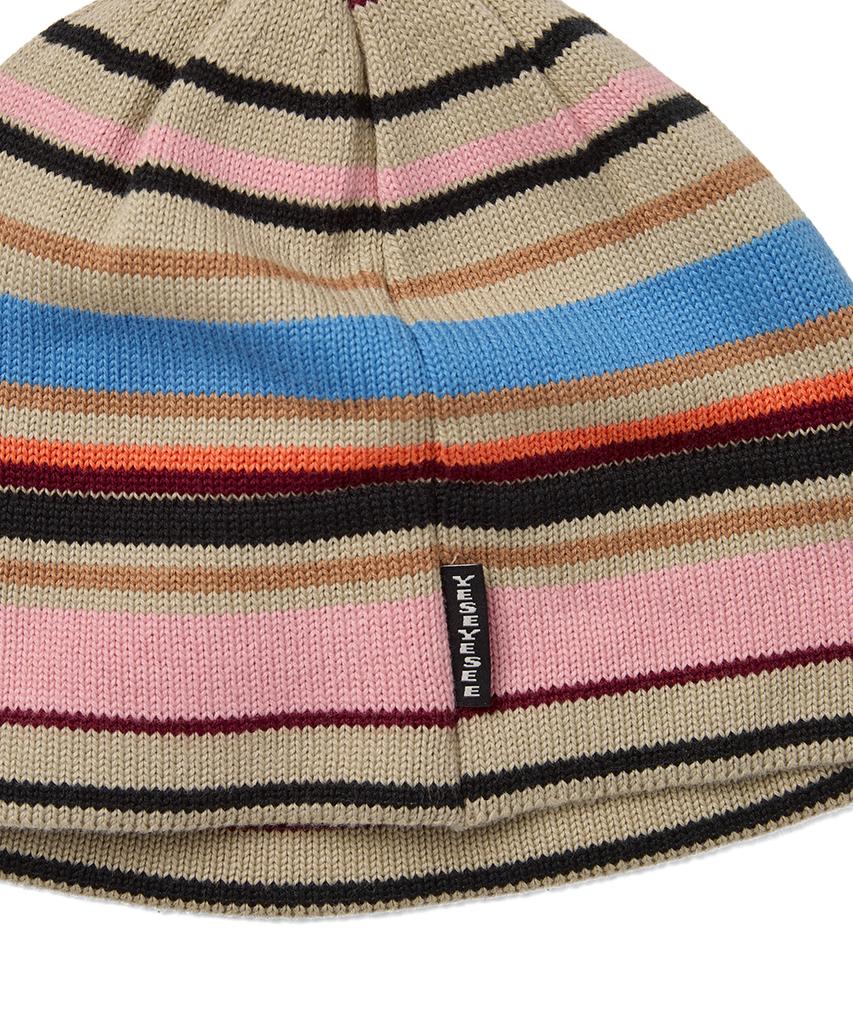 YESEYESEE Stripe Beanie Beige