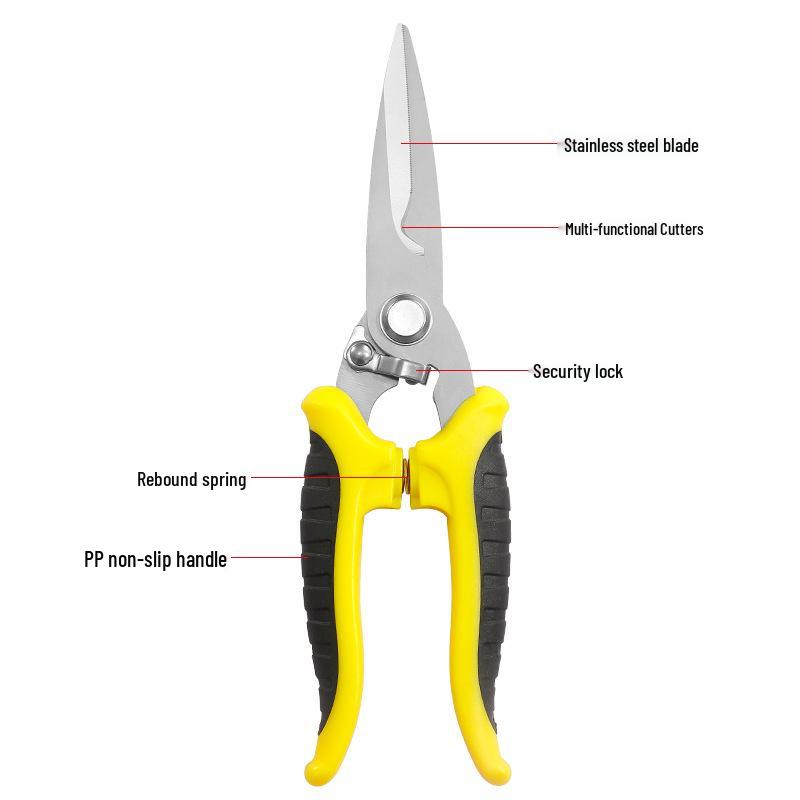 Industrial Multi-Functional Shears for Sheet Metal, Integrated Ceiling, and Wire Cutting