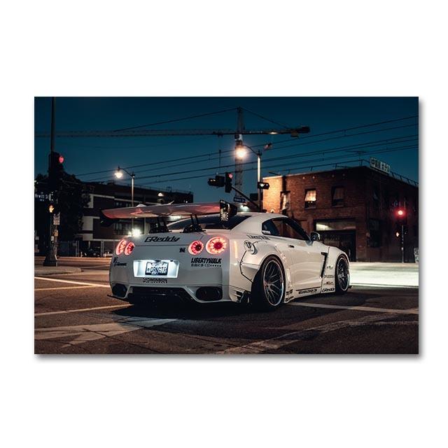 

Белый плакат с изображением суперкара Nissan Tuning GT R R35, картина Cavnas для гостиной, декоративное искусство, безрамная печать, современное настенное искусство 21cm×30cm NoFrame