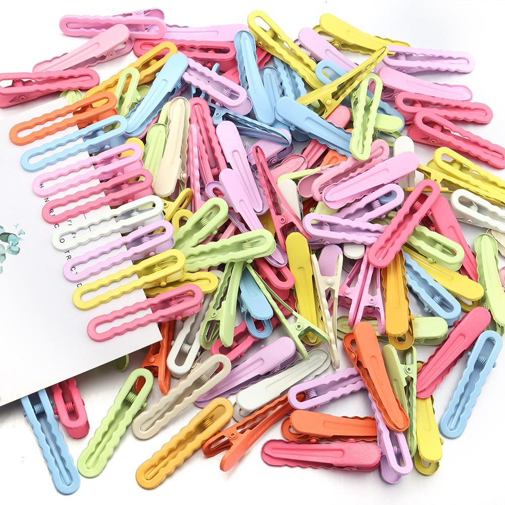 30pcs 5cm Candy Color Hair Clips Metal Hollow Wave Hairpin For Women Girls DIY Bangs Side Clip Makeup Hair Styling Accessories