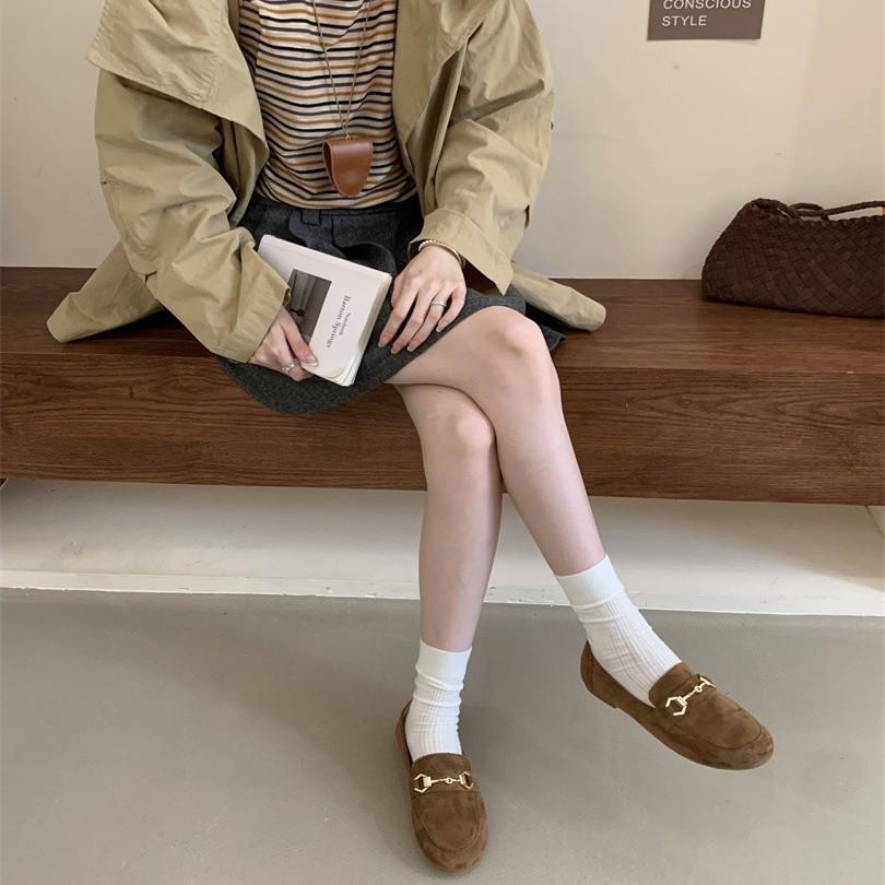 Doudou Shoes Soft Sole Comfortable Versatile Casual Ladyshoes One Pedal Driving Shoes Flat Loafers Women's Single Shoes