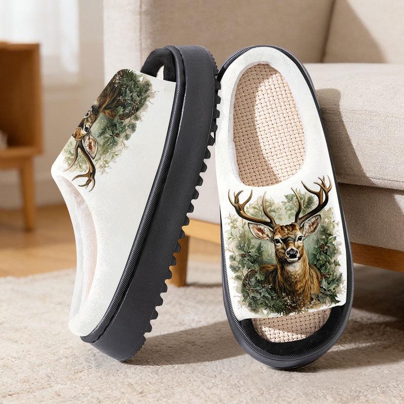 Unisex Animal Print Linen-Cotton Slippers for Spring, Summer, and Autumn 44-45