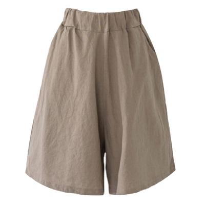 Half Length Pants Korean Style Ladies Solid Color Wide Leg Shorts Trousers