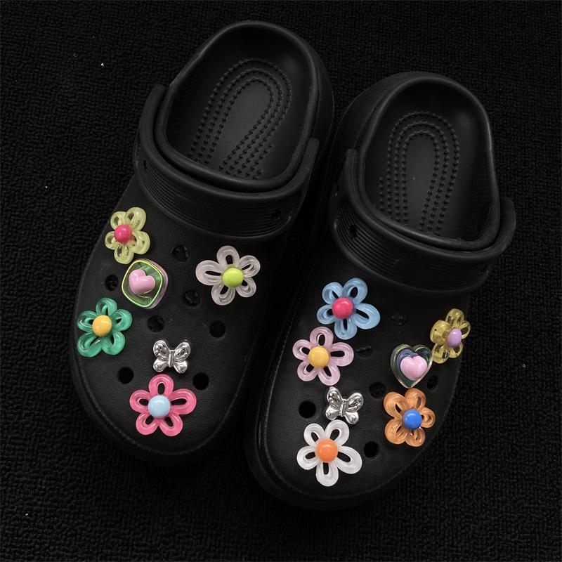 Cave Shoe Accessories, DIY Shoe Flowers, Shoe Buckles, Transparent Flower Accessories, Cave Shoe Decorations, Silver Butterflies, Cave Shoe Buckles