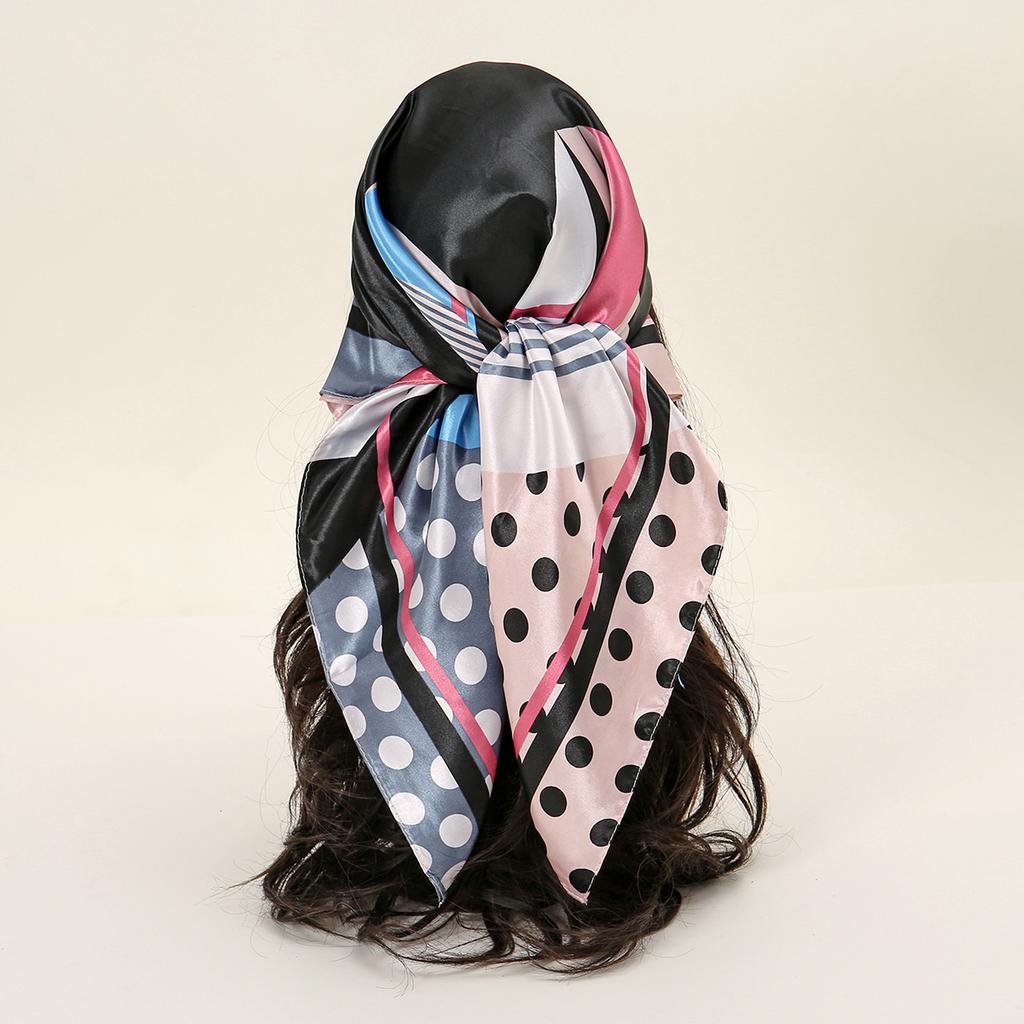 90*90cm Women Scarf Silk Feeling Hair Neck Square Brand Office Bandanna Muffler Waiter Flight Attendants Handkerchief Rings Wrap