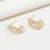 Golden Double-layer Huggie Hoop Earrings with Shell and Rectangular Zircon, Women's Minimalist Geometric Earrings, Fashionable Jewelry Gift