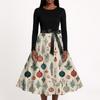 Women's Fashion Casual Round Neck Christmas Print Long Sleeve Dress