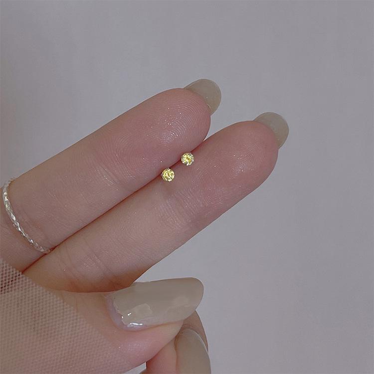 S925 Sterlingové stříbro pozlacené mini zirkonové náušnice – Elegantní dámské módní šperky