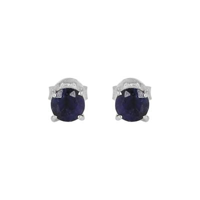 Lab Created Sapphire Stud Earring Women Jewelry, 925 Sterling Silver Handmade Jewelry
