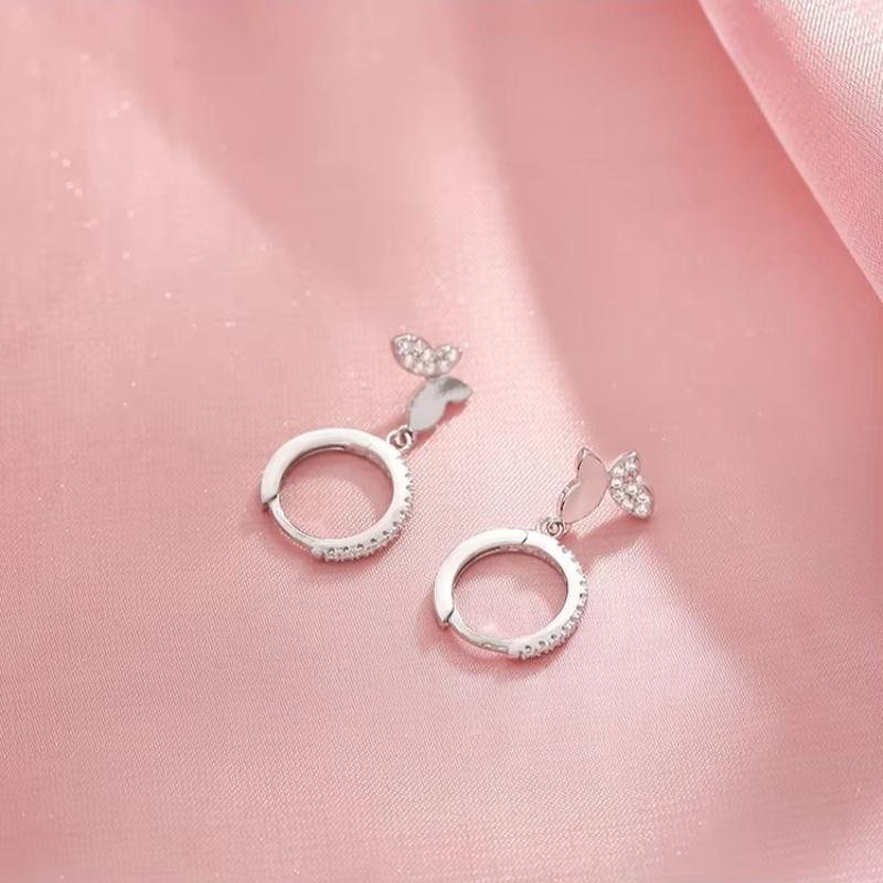 925 Silver Stud Earrings Vintage Butterfly Zircon Handmade Earrings Party Accessories Jewelry Gift