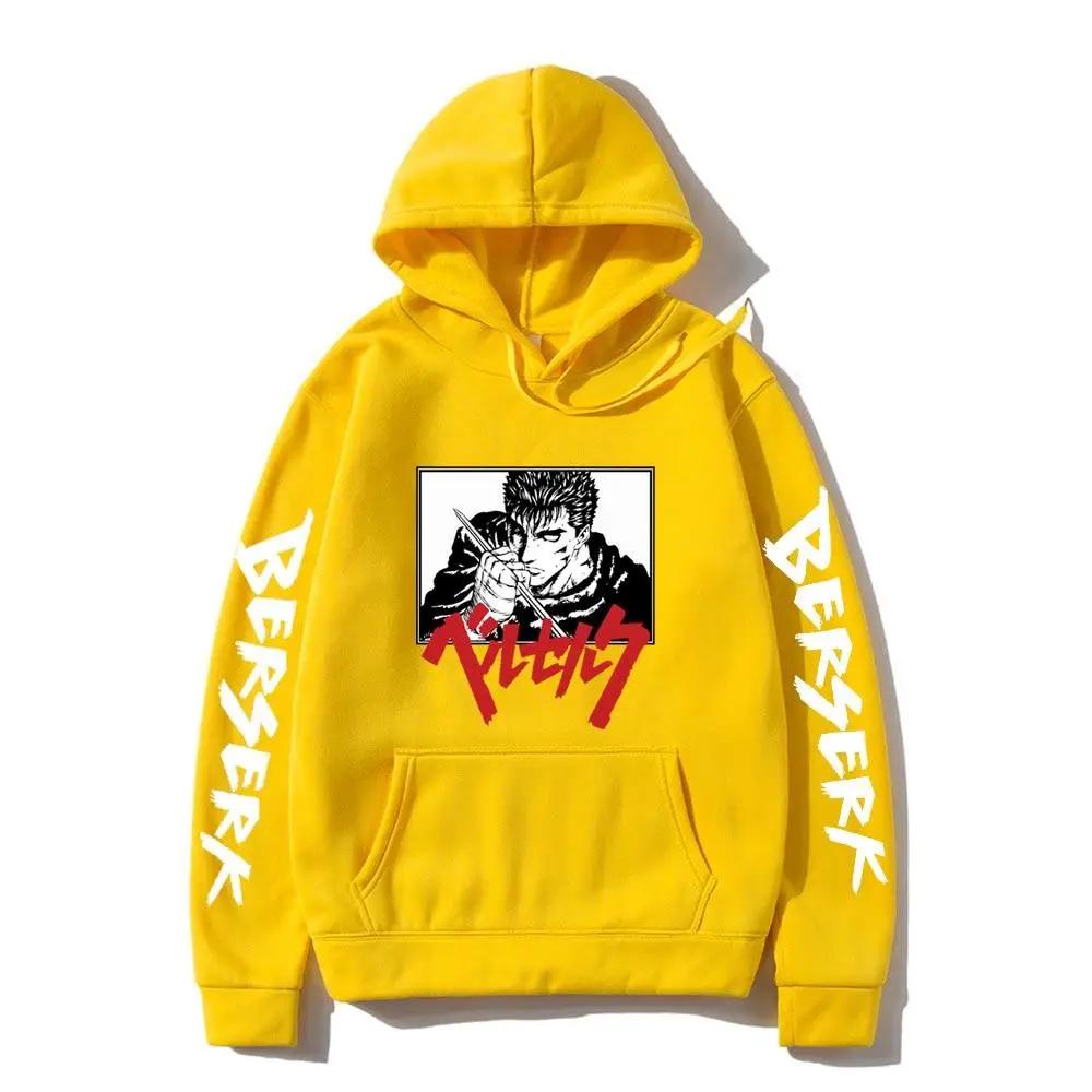 Berserk Anime Kapuzenpullover Guts Augen Aufdruck Herren Damen Manga Hoodies Vintage Pullover Lässiges Lockeres Sweatshirt Harajuku