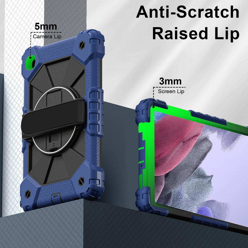 For Samsung Galaxy Tab A7 Lite 8.7-inch T225/T220 Case Silicone+PC Kickstand Tablet Cover with Handy Strap,Shoulder Strap