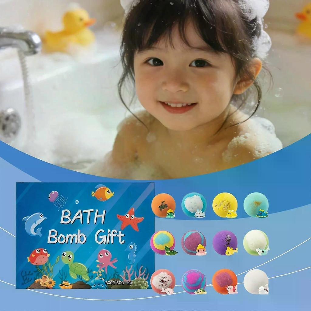 Fun Bath Bombs for Kids with Surprisespringinside, 12 Pack Kid Bath Bombs Gift Set,Easter Basket Stuffer, Rich Bubbles, 12 Different Surprises for Boy