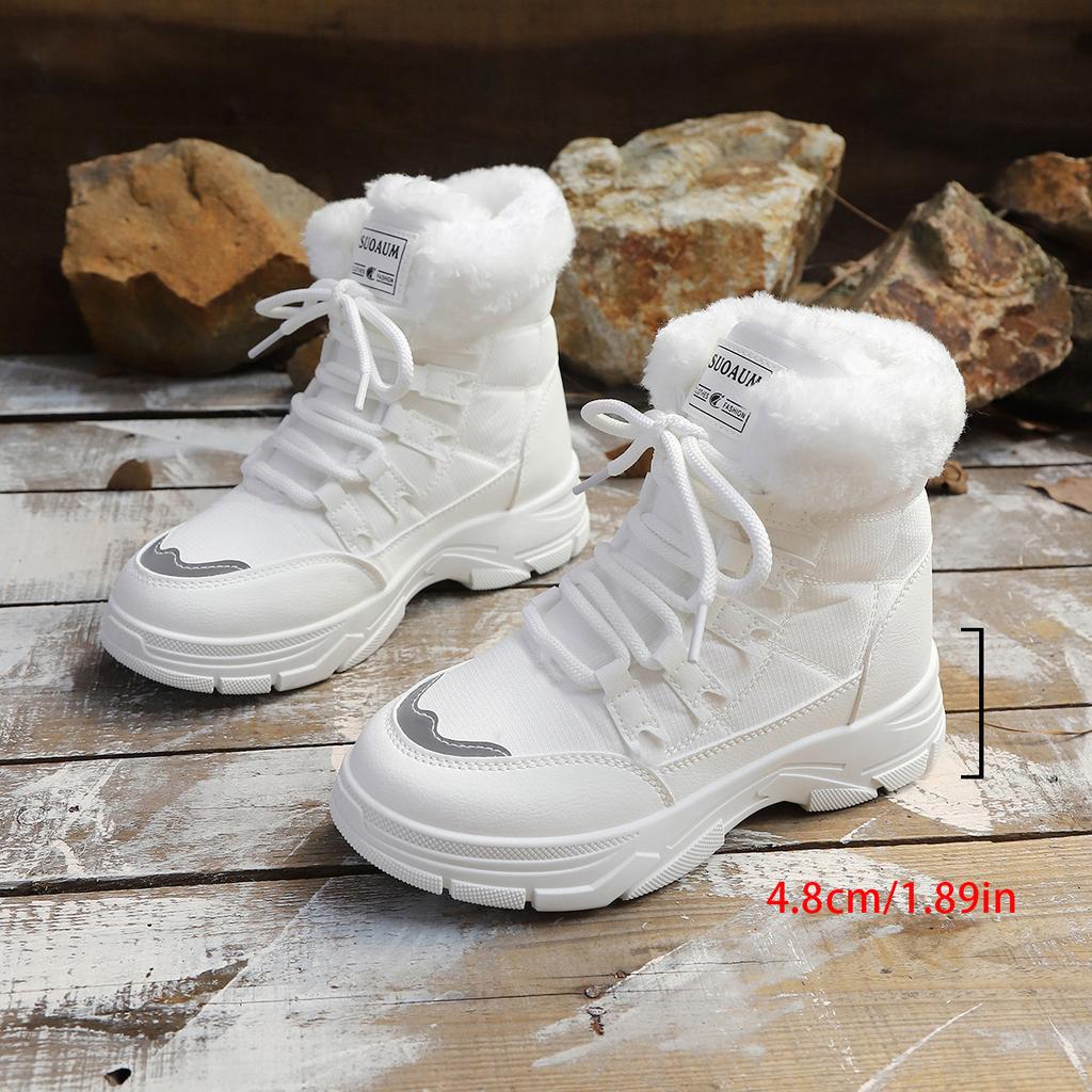Women's soft elastic winter warm cold padded snow boots non-slip wear-resistant outdoor casual sneakers high-top cotton boots