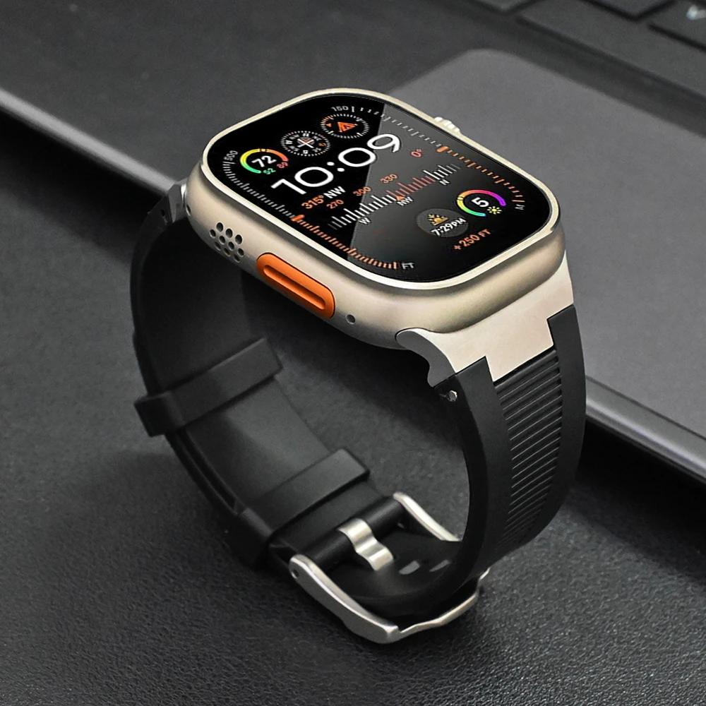 Soft Silicone Strap for Apple Watch Ultra 3 2 49mm 46mm 45mm 44mm Rubber Band for IWatch Series 11 10 9 8 7 6 5 SE 3 2 Bracelet