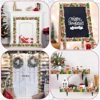Self-Adhesive Border Decorative Sticker Christmas Tree Penguin Poster Border Stickers DIY Paper Black Board Decorative Stickers