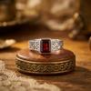 Natural Garnet Men's Ring, 925 Sterling Silver Ring, Signet Ring, January Birthstone Ring, Gift For Him