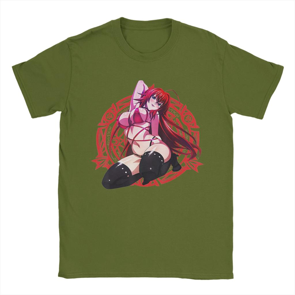 High School DxD Funny Anime Rias Gremory Character   Tshirts Men Cotton Clothing Retro  Round Neck Short Sleeve