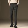 Light luxury winter woolen trousers men's casual pants men's slim straight trousers British elastic casual trousers nine points