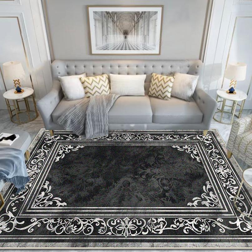 Chinese Style Carpet Living Room High-end Luxury American Hairless Tea Table Rug Short Velvet Bedroom Bed End Floor Mat Lounge