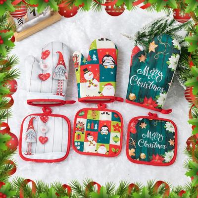 2 Teile/satz Weihnachten Verbrühungshemmende Mikrowellenhandschuhe Verdicken Haushaltsküche Mikrowellenherdhandschuhe Zum Backen Kochen Kekse Gebratenes Huhn