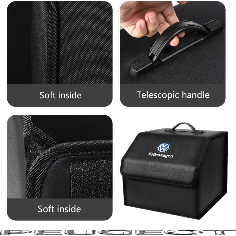 PU Leather Car Trunk Storage Bag Collapsible Camping Box For VW GTI Polo Golf MK6 Passat B6 Jetta Tiguan CC Taigo T-ROC Hub Cap PR1