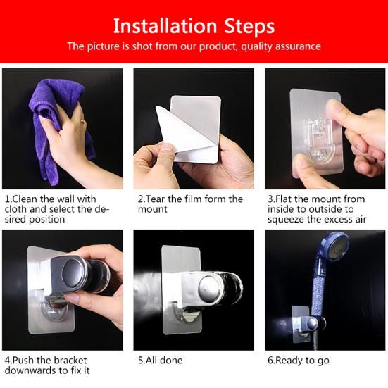 Strong Adhesive Home Bathroom Shower Nozzle Head Mount Holder Wall Bracket Rack